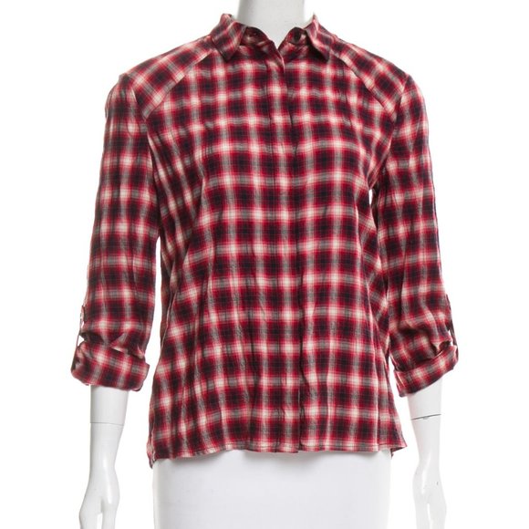 Alice + Olivia Plaid Long Sleeve Top w/ Tags - Picture 1 of 3